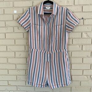 Pact Striped Jumpsuit in Blue, Pink, and White